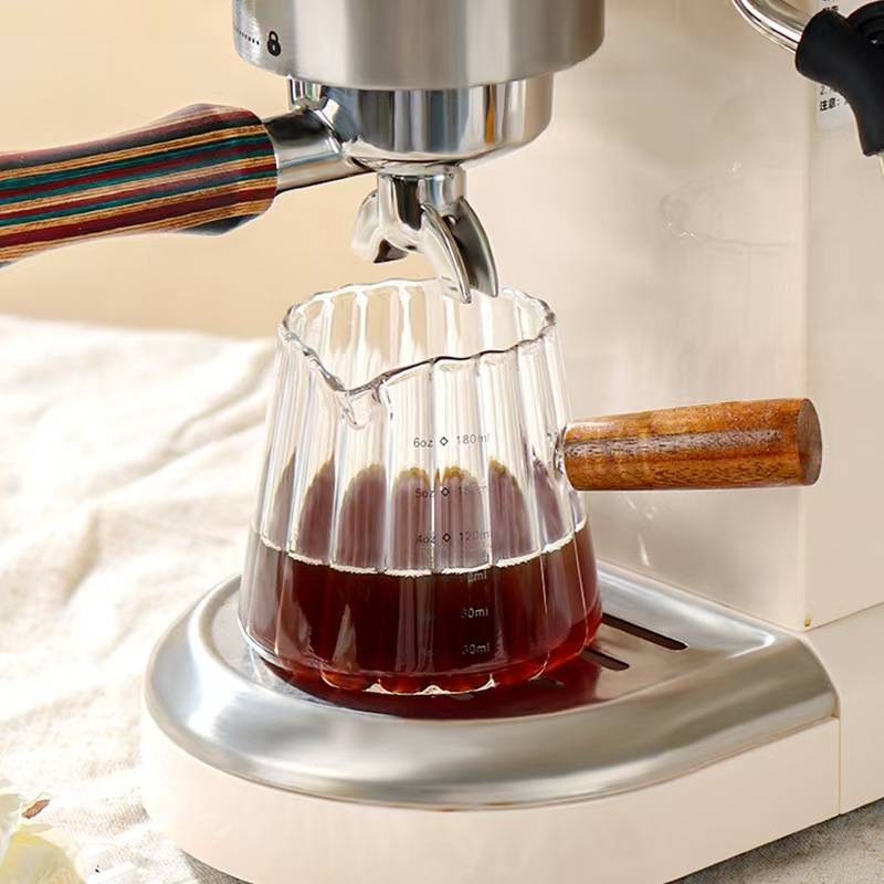 Mini Glass Coffee Cup with Wooden Handle, 180 ml